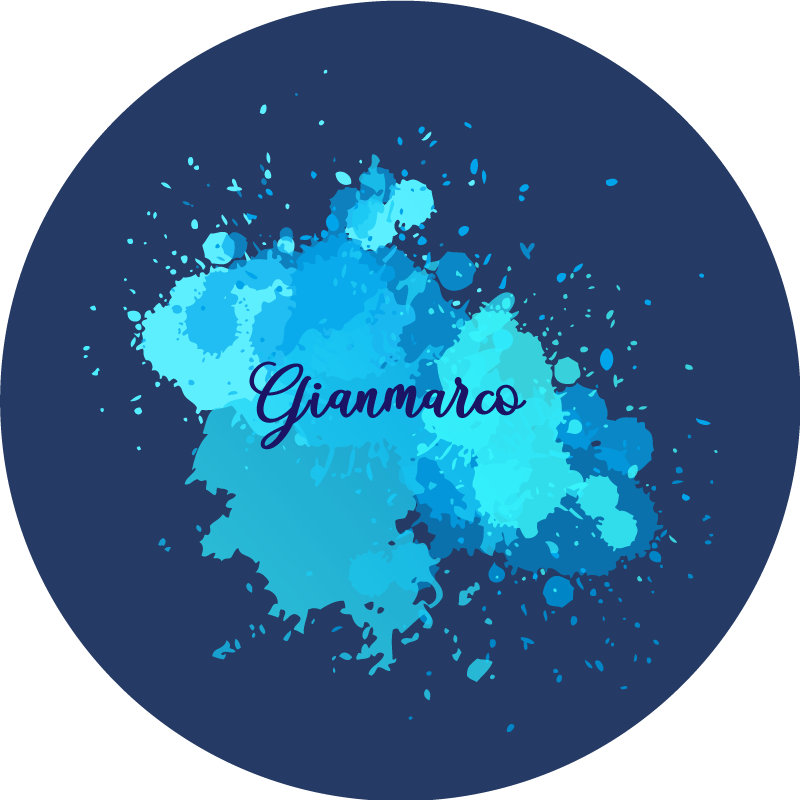 열대 효과 비닐 카펫 이름이 담긴 물결치는 블루 - TenStickers