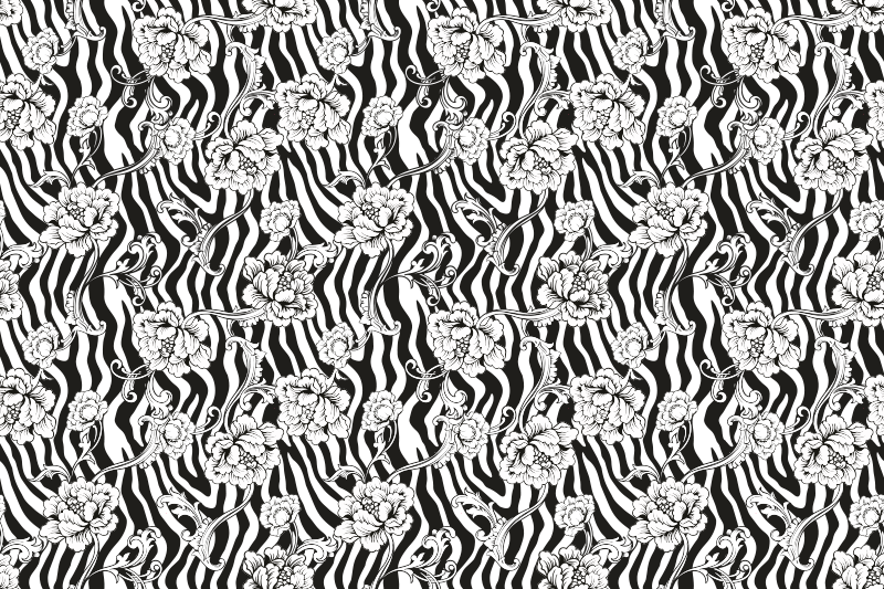 애니멀 프린트 비닐 카펫 플로럴 제브라 패턴 - TenStickers