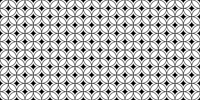 미드 센츄리 블랙 타일 효과 비닐 러그 - TenStickers