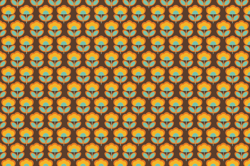 비닐 카펫 꽃과 식물 빈티지 브라운 디자인 - TenStickers