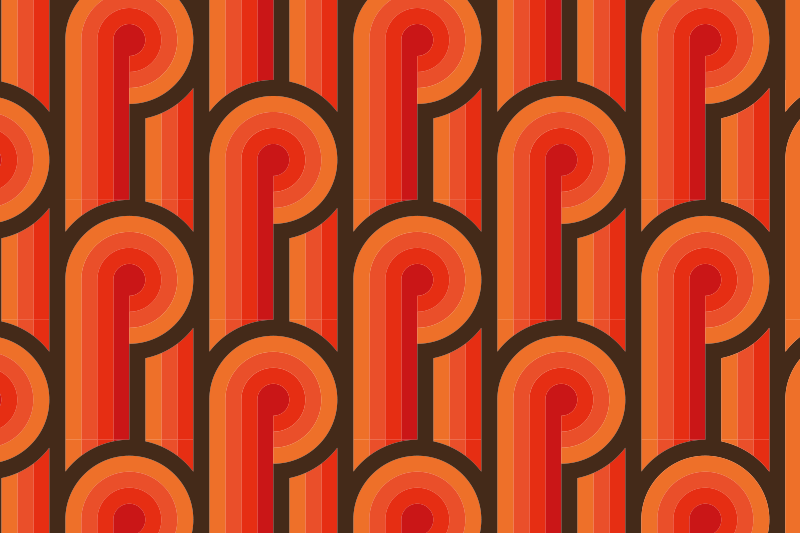 70 년대 오렌지 매듭 빈티지 러그 - TenStickers