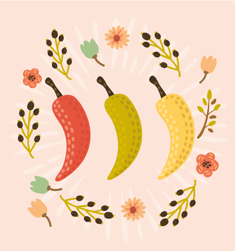 비닐 주방 카펫 다채로운 고추 디자인 - TenStickers