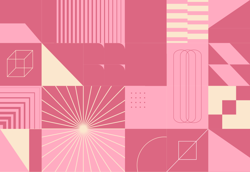 북유럽 스타일 분홍색 사각형 북유럽 비닐 러그 - TenStickers