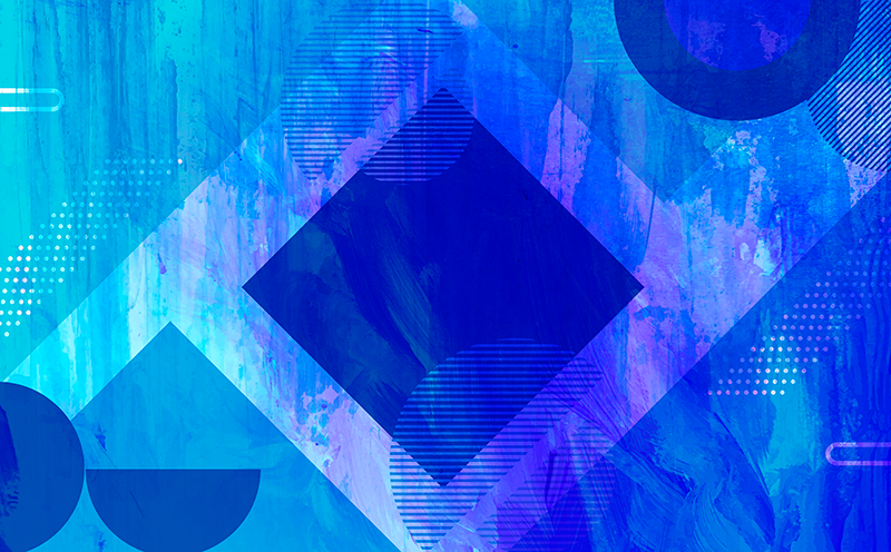 미니멀리스트 효과 비닐 카펫 블루 기하학 무늬 - TenStickers