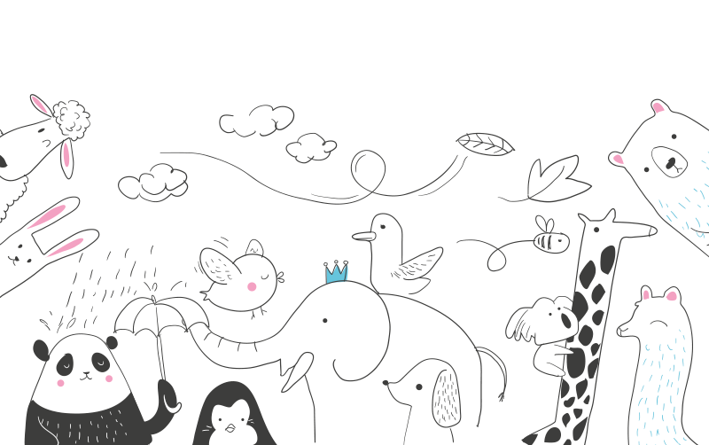 비닐 카펫 보육 미니멀한 동물 친구들 - TenStickers