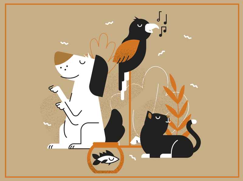 비닐 카펫 동물 베이지색 반려동물 일러스트 - TenStickers