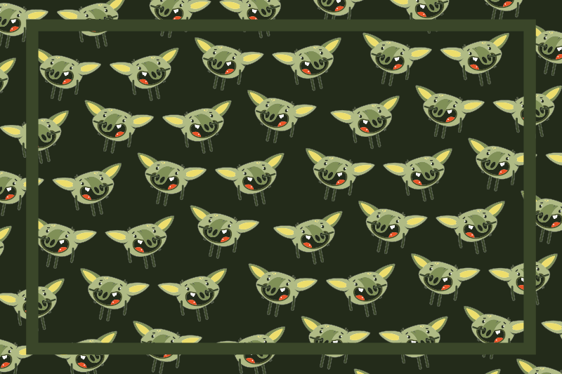 어린 이용 비닐 카펫 녹색 괴물 얼굴 - TenStickers