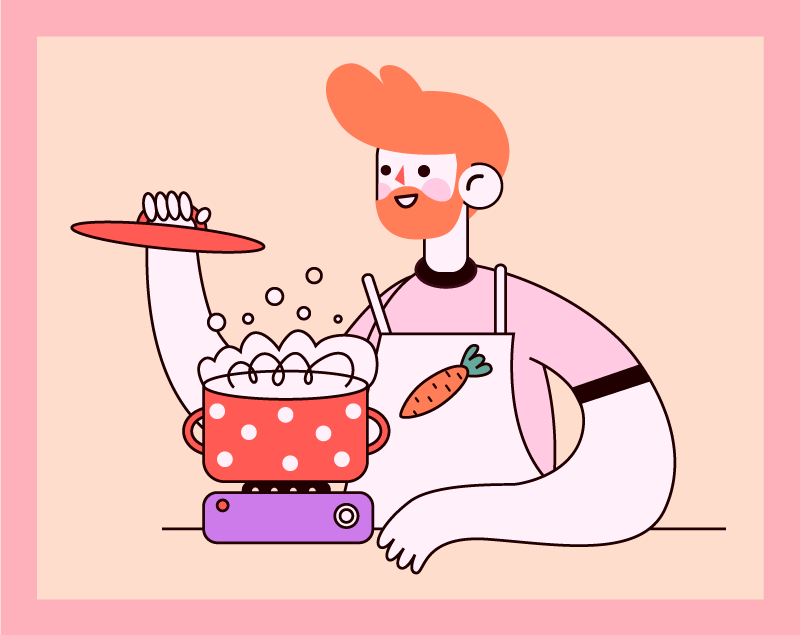 비닐 주방 카펫 빨간 머리 남자가 요리하는 모습 - TenStickers