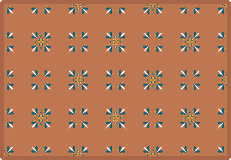 파란색 패턴 타일 카펫이있는 테라코타 타일 - TenStickers