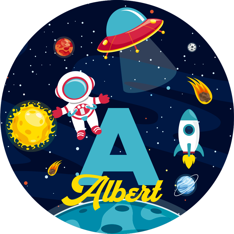 어린 이용 비닐 카펫 우주에서의 맞춤 이름 - TenStickers