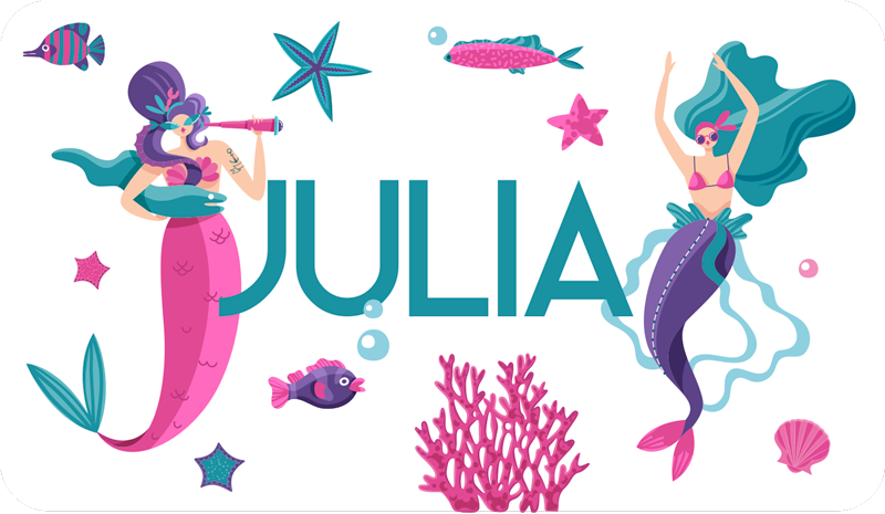 어린 이용 비닐 카펫 이름이 있는 인어 모험 - TenStickers