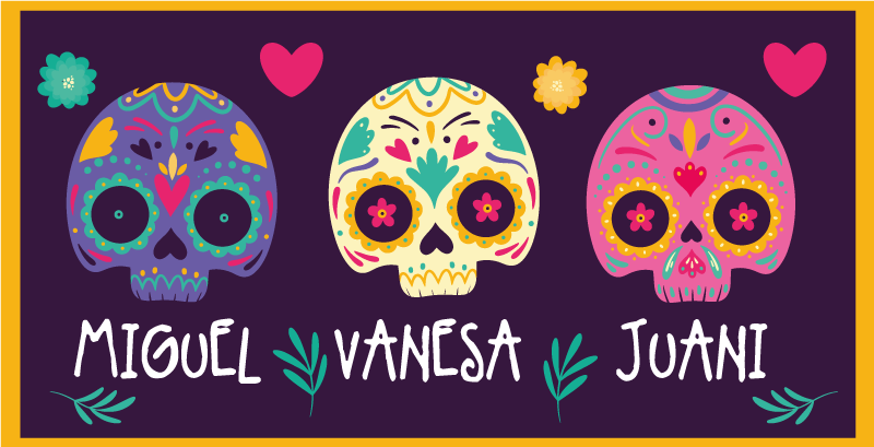 비닐 현관 카펫 맞춤형 다채로운 해골 - TenStickers