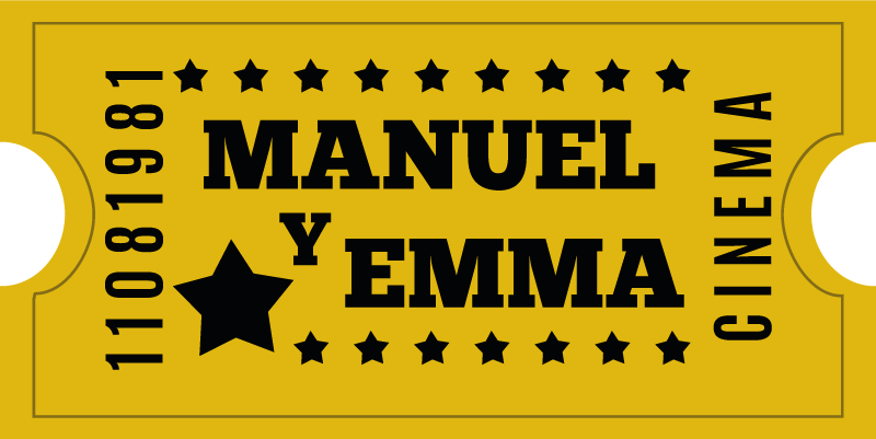 이름이있는 비닐 카펫 커플 시네마 티켓 - TenStickers