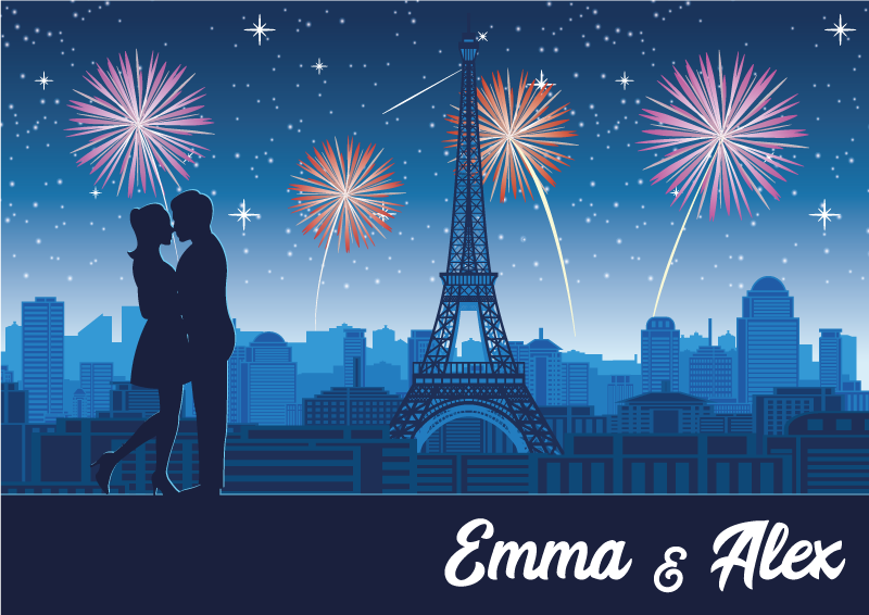 이름이있는 비닐 카펫 파리지앵 로맨스 - TenStickers