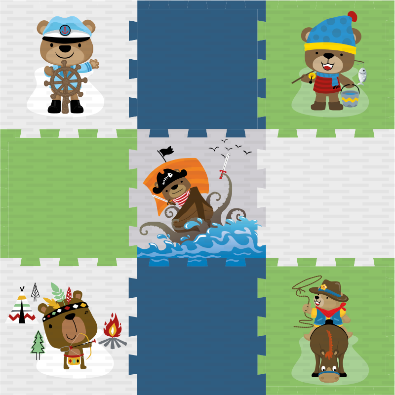 어린 이용 비닐 카펫 귀여운 곰의 모험 - TenStickers