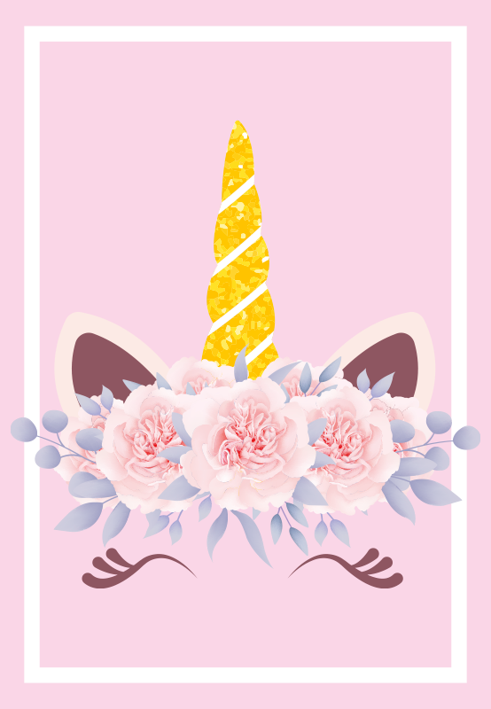 어린 이용 비닐 카펫 유니콘 플로랄 매직 - TenStickers