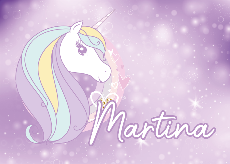 이름이있는 비닐 카펫 유니콘 드림랜드 - TenStickers