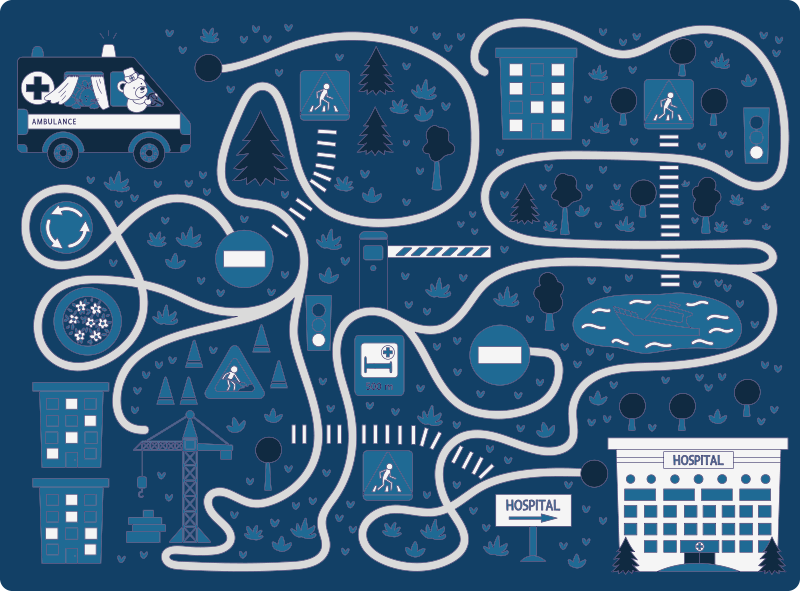 비닐 도로 카펫 파란 도시 지도 - TenStickers