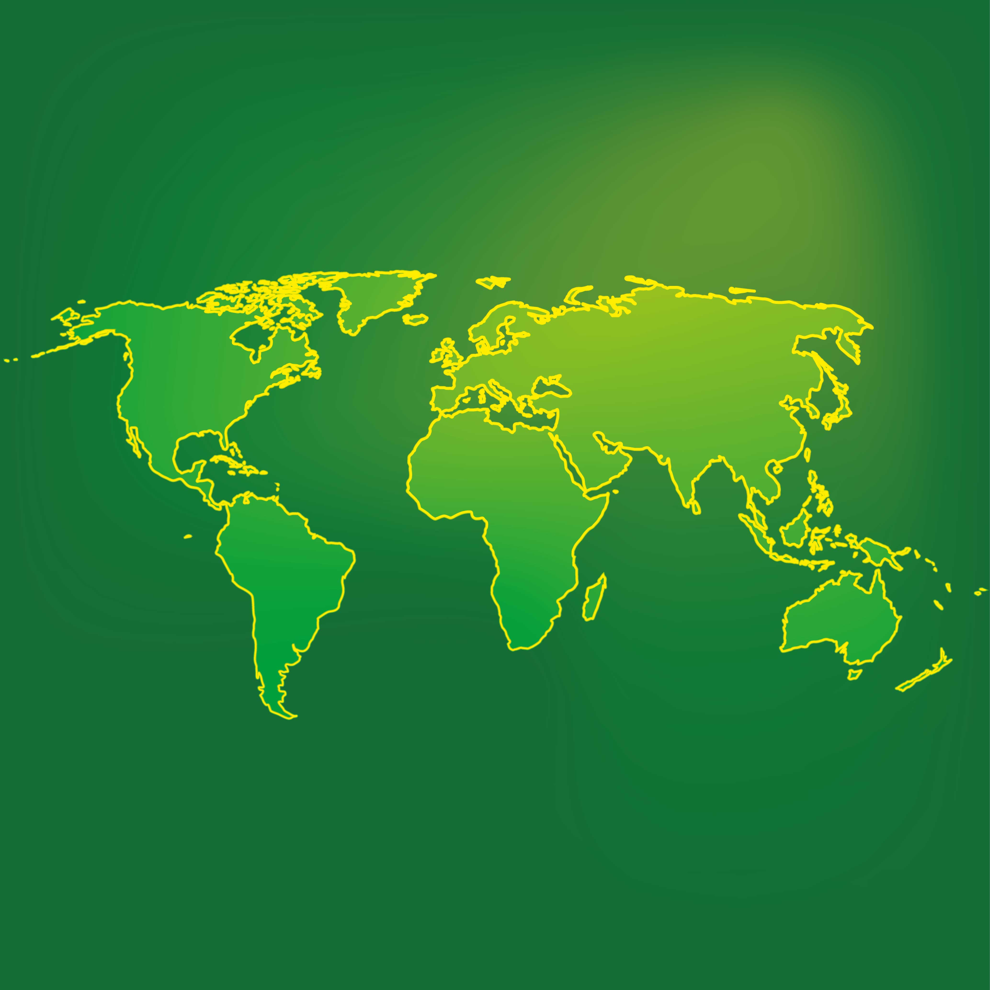 세계 지도 비닐 카펫 녹색 세계 윤곽 - TenStickers