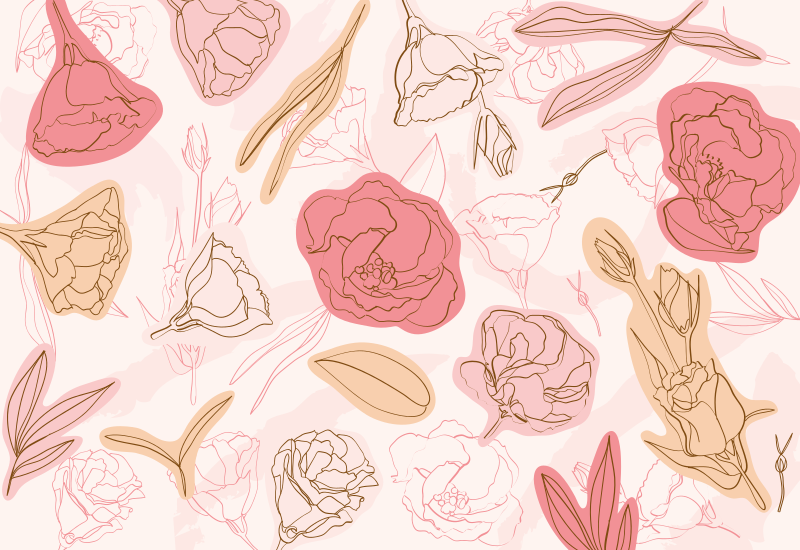 비닐 카펫 꽃과 식물 식물 윤곽 스타일 - TenStickers