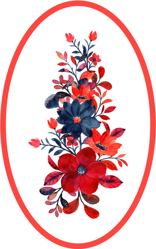 빨간 그려진 된 꽃 비닐 양탄자 - TenStickers