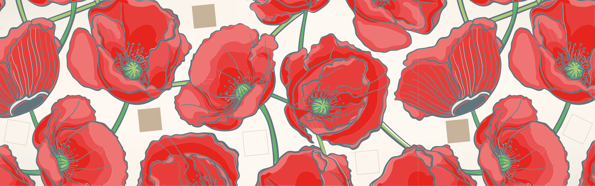 비닐 카펫 꽃과 식물 크림슨 블로섬 소피스티케이션 - TenStickers