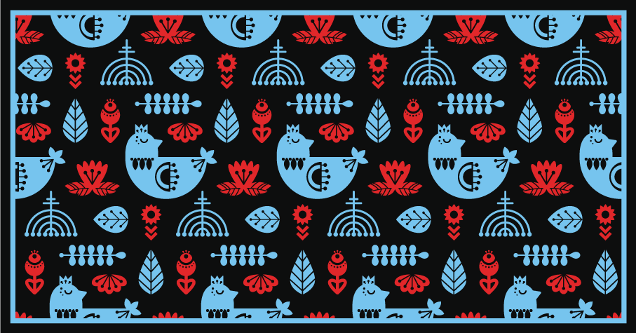 비닐 카펫 동물 다채로운 민속 패턴 - TenStickers