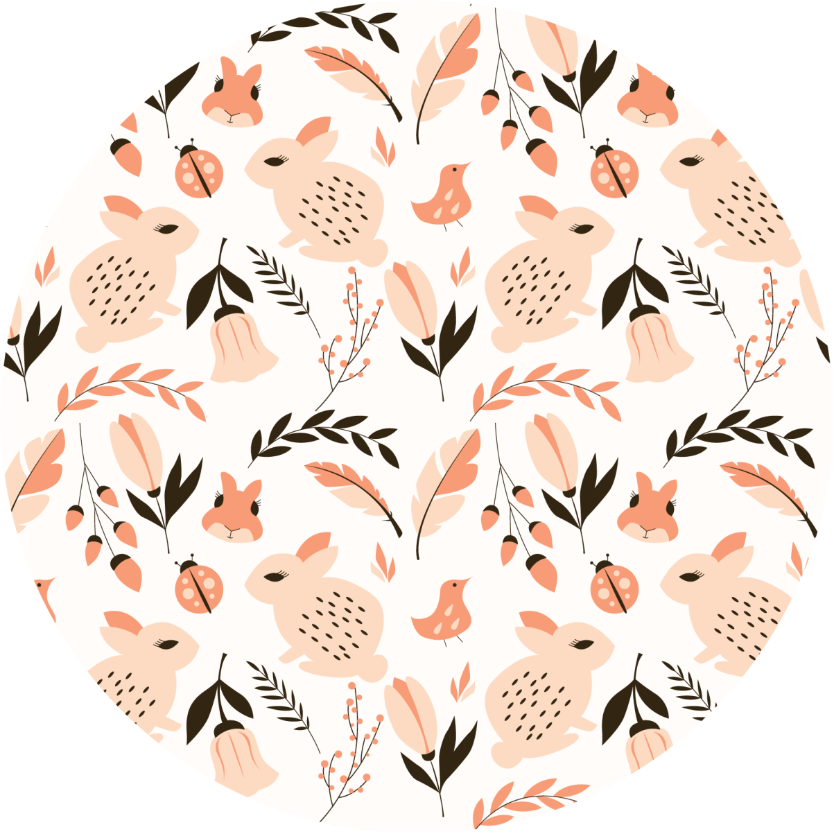 어린 이용 비닐 카펫 부드러운 토끼 꽃무늬 - TenStickers