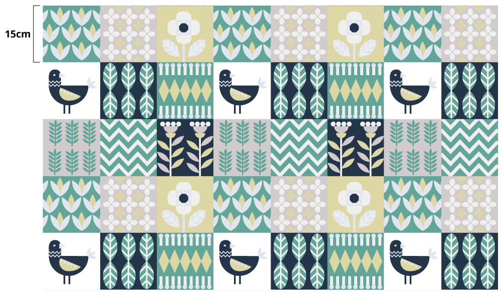 노르웨이 스타일 주방 바닥 타일 - TenStickers