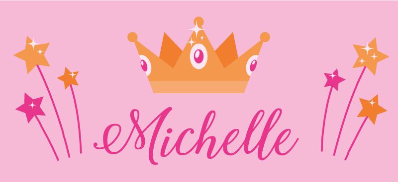 어린 이용 비닐 카펫 이름이 새겨진 지팡이와 왕관 - TenStickers