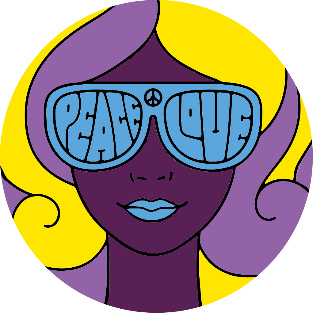 평화와 사랑 안경 소녀 빈티지 양탄자 - TenStickers