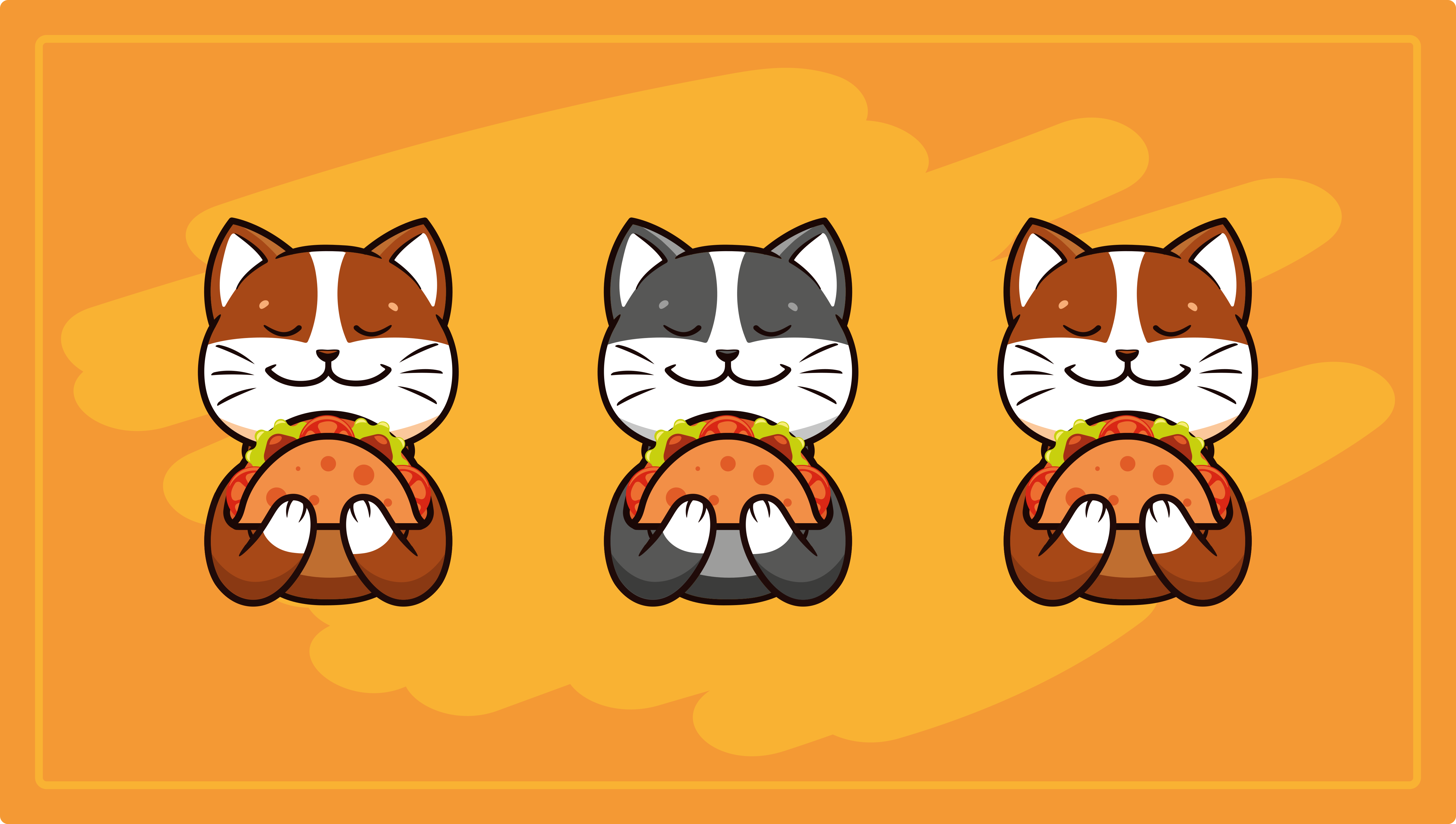 어린 이용 비닐 카펫 행복한 고양이 삼총사 - TenStickers