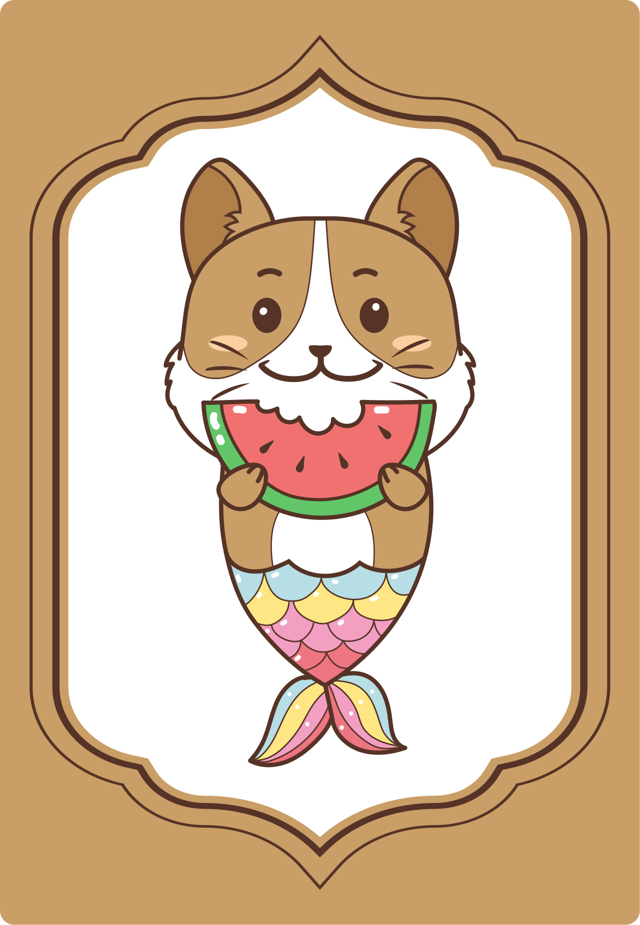 비닐 카펫 동물 귀여운 인어 캐릭터 - TenStickers