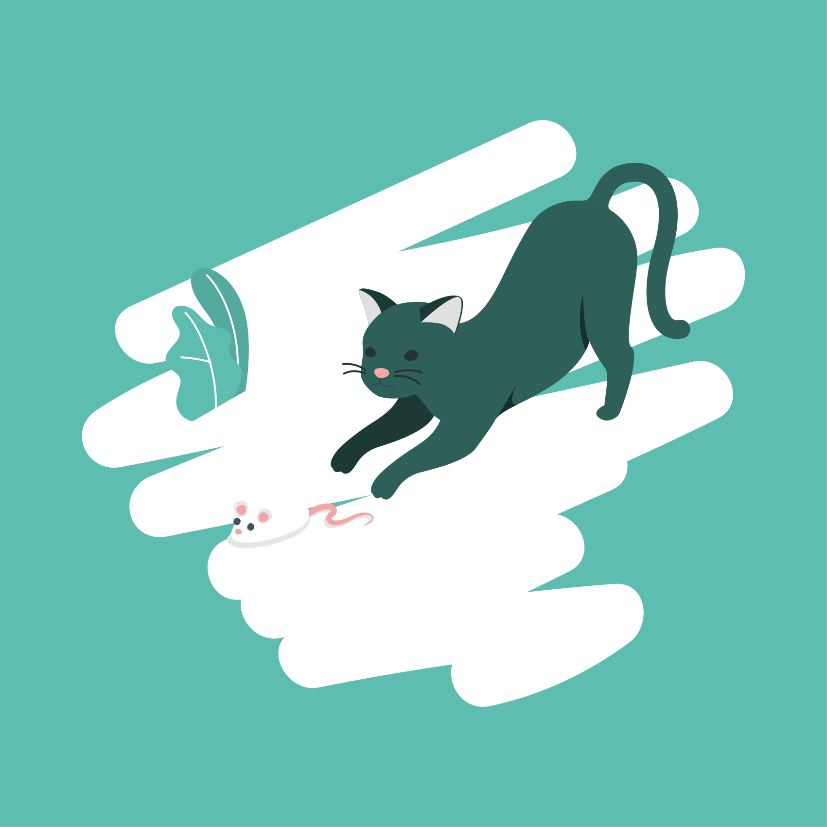 침실용 비닐 카펫 장난감 고양이 추격전 - TenStickers