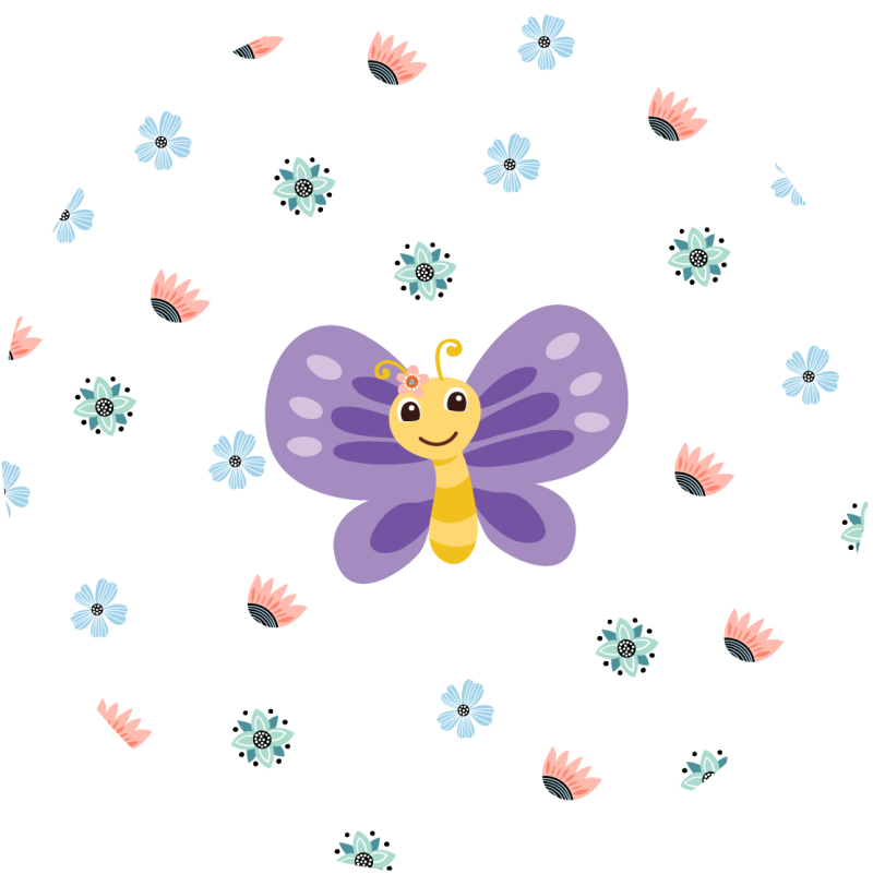 어린 이용 비닐 카펫 보라색 나비 디자인 - TenStickers