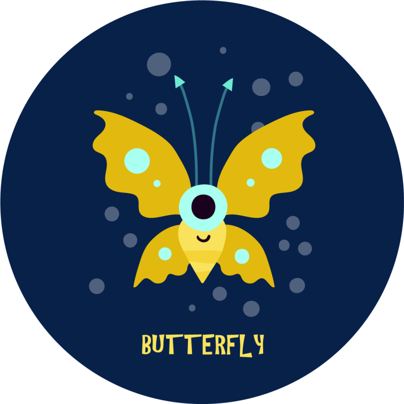 원래 나비 캐릭터 디자인 동물 깔개 - TenStickers