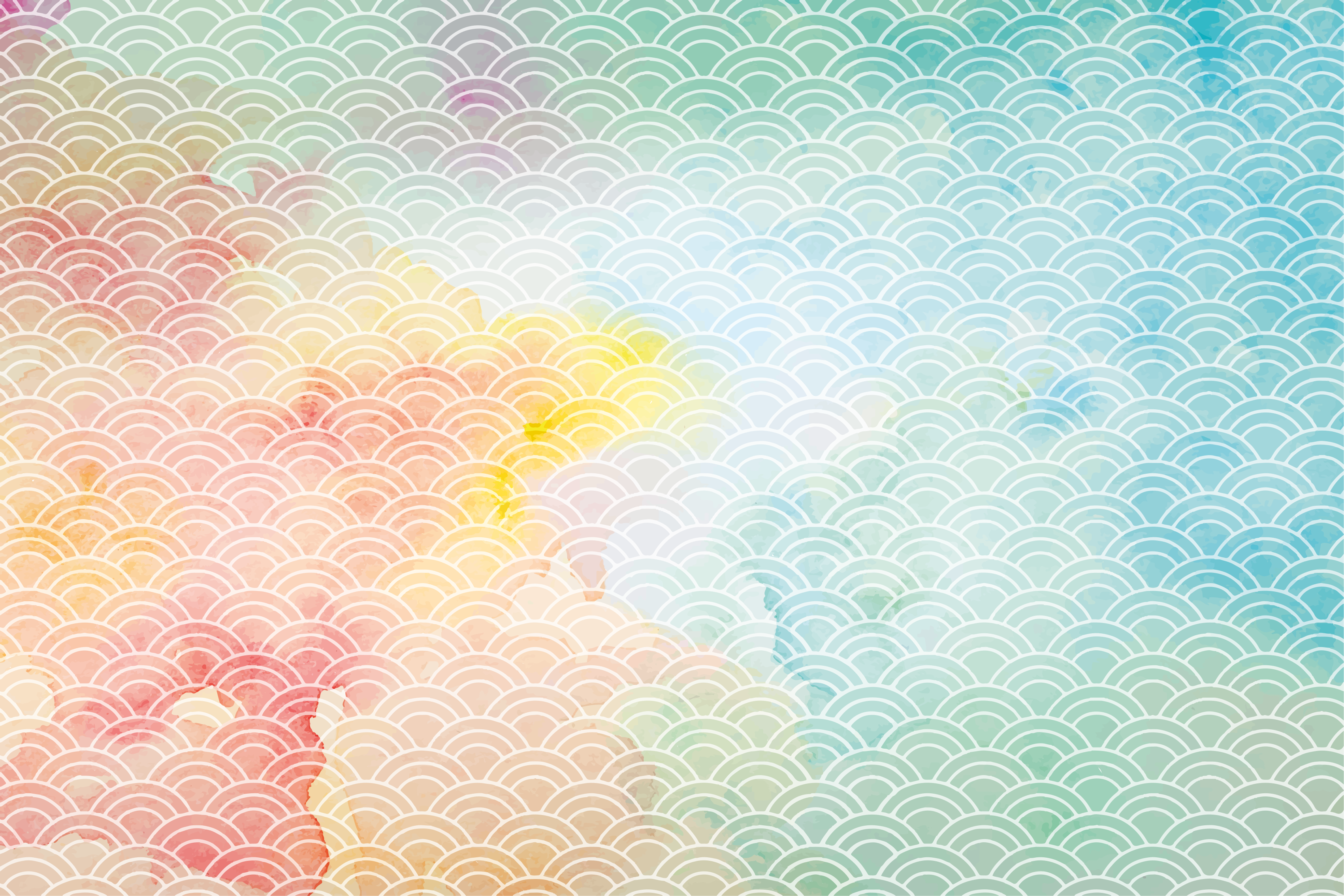 기하학적 효과 비닐 카펫 파스텔 웨이브 모티프 - TenStickers