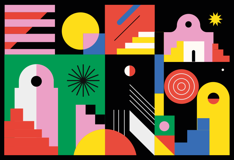 기하학적 효과 비닐 카펫 대담한 현대적 형태 - TenStickers