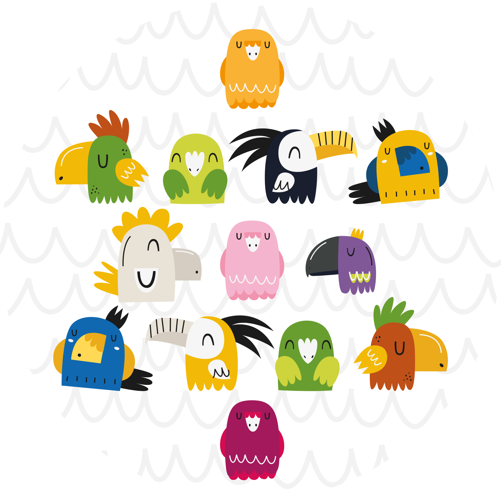 어린 이용 비닐 카펫 다채로운 새 얼굴 - TenStickers