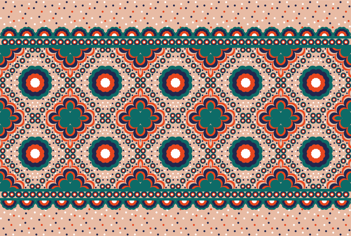 기하학적 꽃 보헤미안 패턴 침실 깔개 - TenStickers