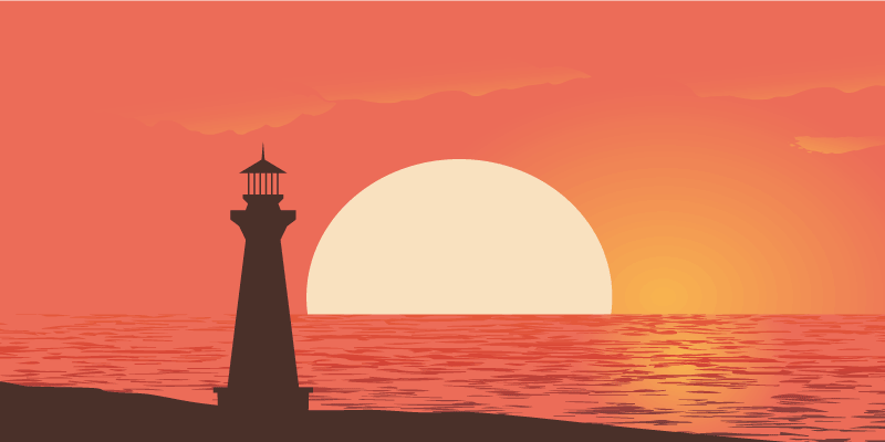 비닐 카펫 자연 해안 일몰 풍경 - TenStickers