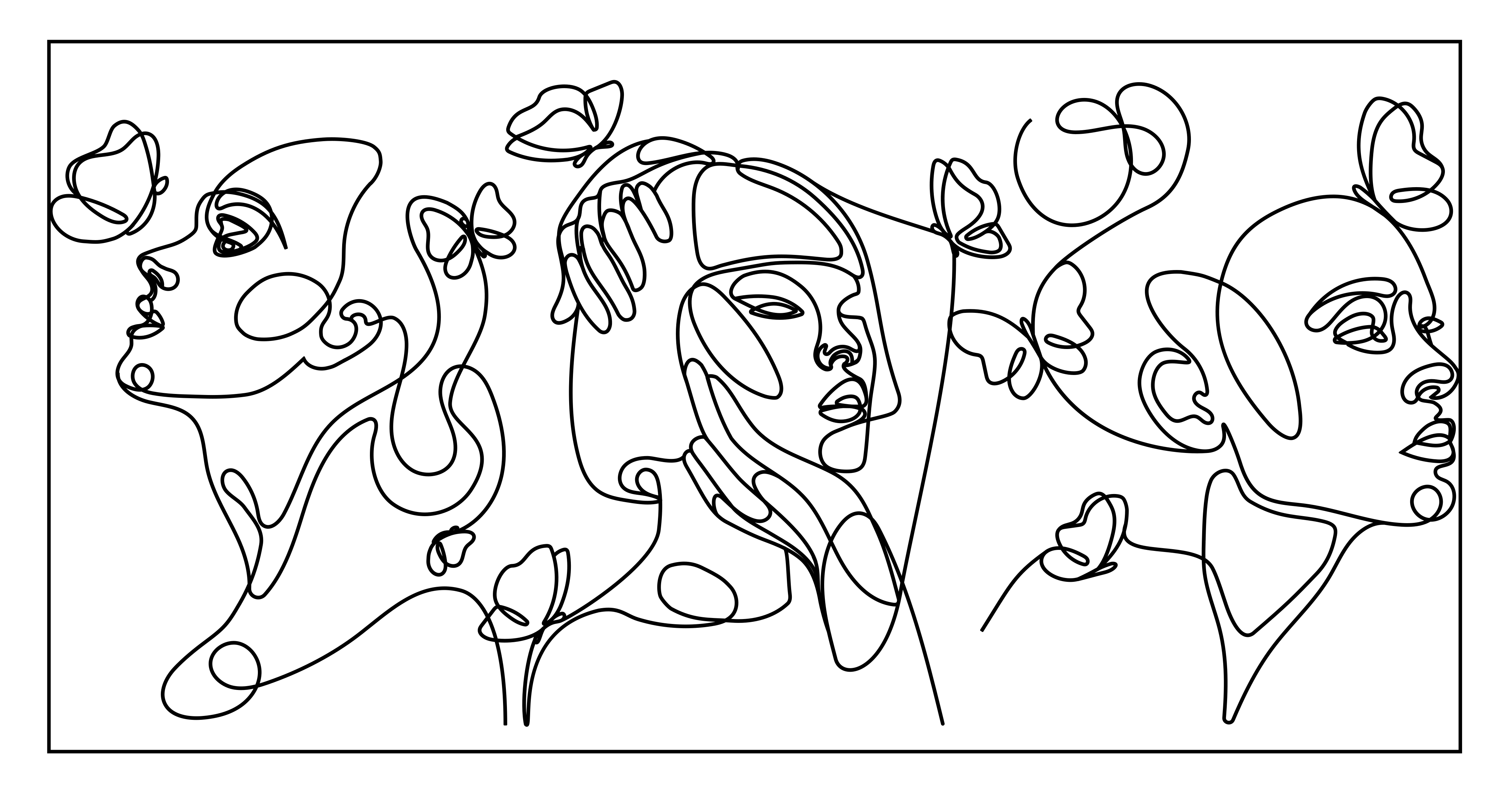 모던 효과 비닐 카펫 아웃라인 아트 얼굴 디자인 - TenStickers