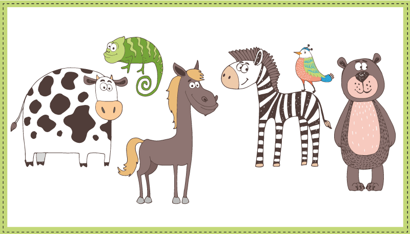 귀여운 동물 그리기 동물 양탄자 - TenStickers