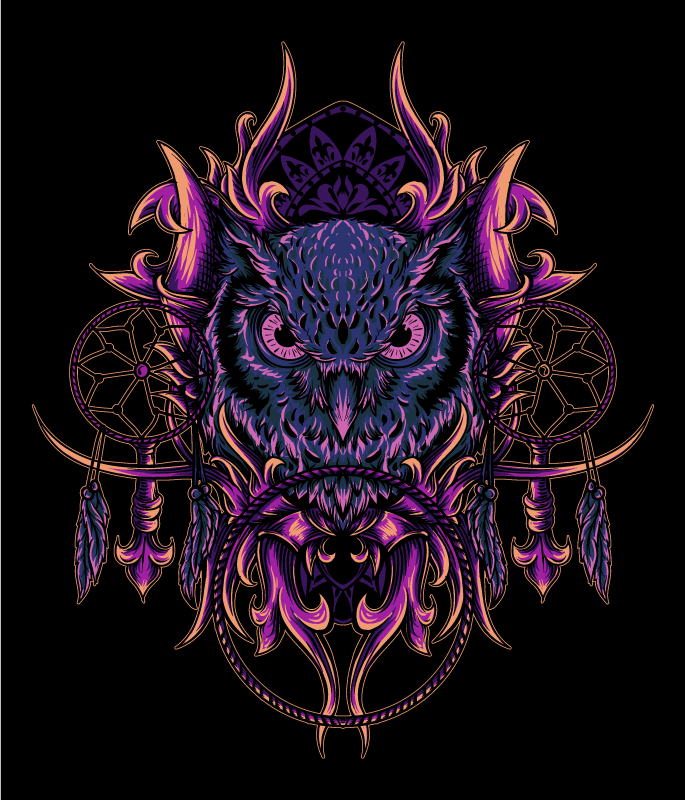 비닐 카펫 동물 부엉이 드림캐쳐 아트 - TenStickers