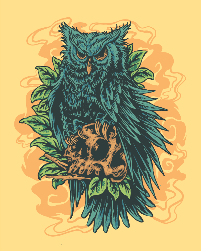 애니멀 프린트 비닐 카펫 신비로운 올빼미 아트 - TenStickers