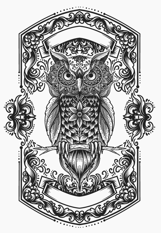 만다라 비닐 카펫 복잡한 올빼미 무늬 - TenStickers