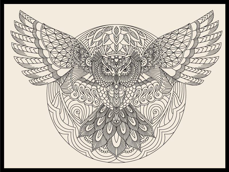 만다라 비닐 카펫 우아한 부엉이 패턴 - TenStickers