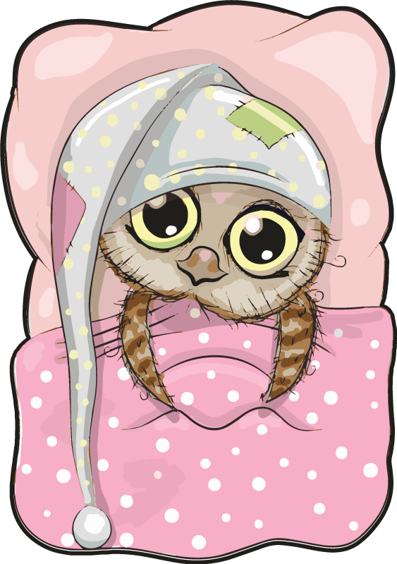 어린 이용 비닐 카펫 귀여운 잠자는 올빼미 - TenStickers