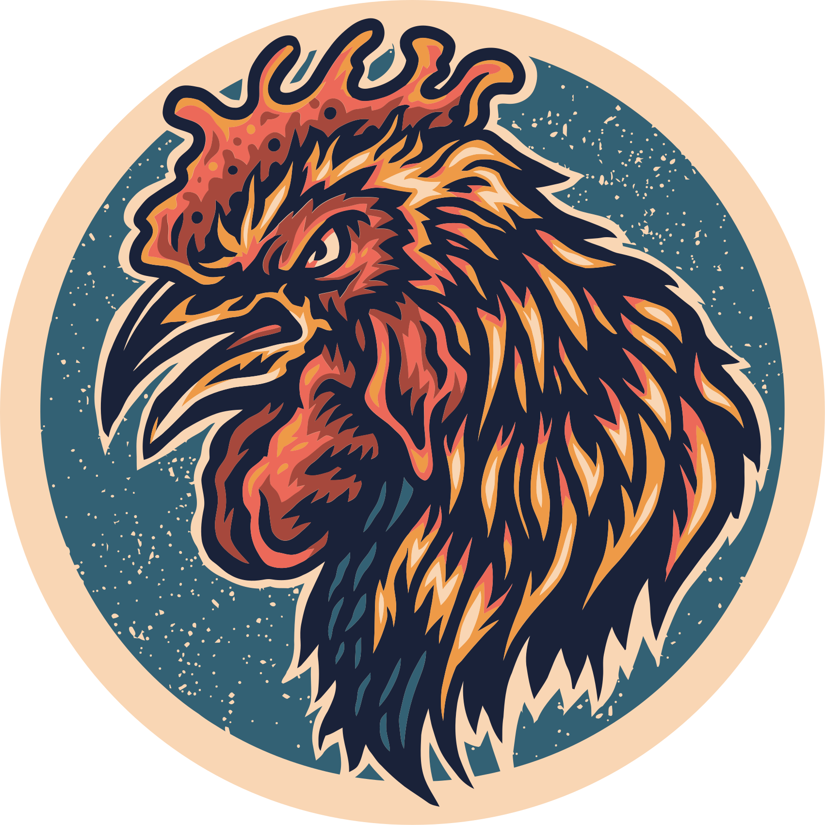 열대 효과 비닐 카펫 수탉 머리 일러스트 - TenStickers