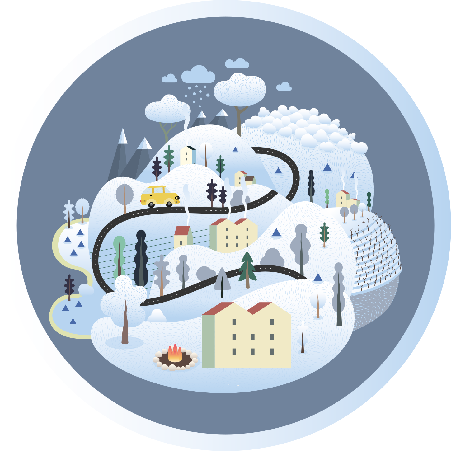 비닐 도로 카펫 기발한 풍경 여행 - TenStickers